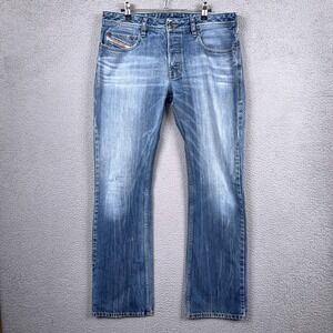 Diesel Jeans Mens 33x32 Blue Zatiny Bootcut Whiskered Button Fly Preppy Y2K